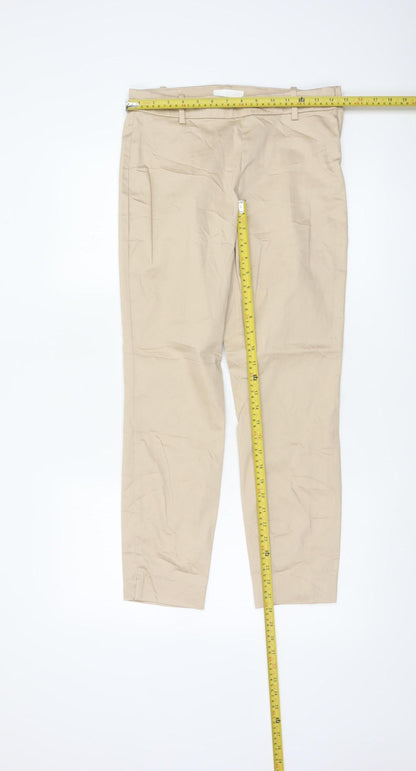 H&M Women Beige Chino Trousers Size 10 Cotton Blend Casual