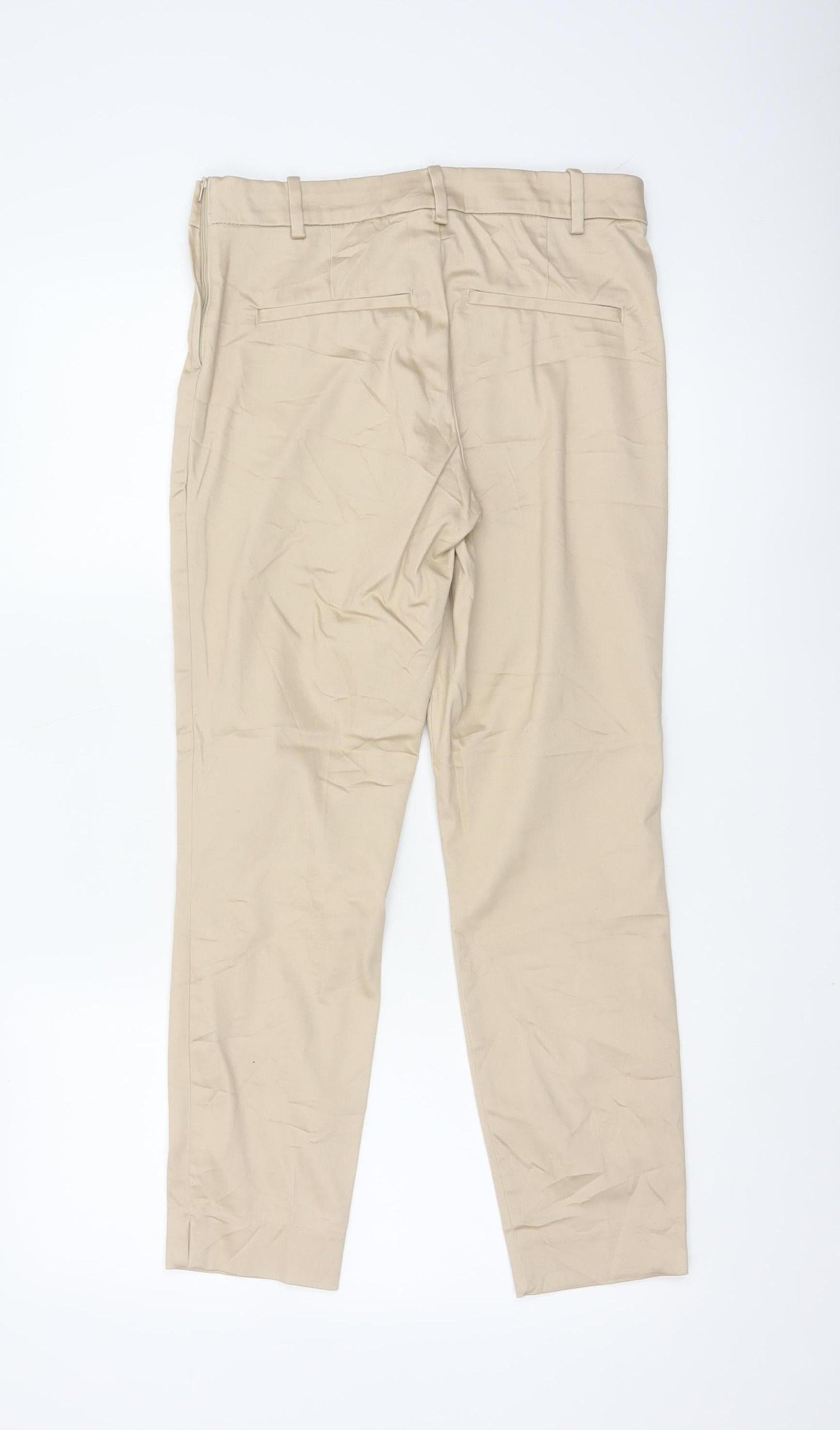 H&M Women Beige Chino Trousers Size 10 Cotton Blend Casual