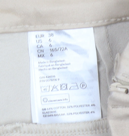 H&M Women Beige Chino Trousers Size 10 Cotton Blend Casual
