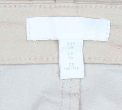 H&M Women Beige Chino Trousers Size 10 Cotton Blend Casual