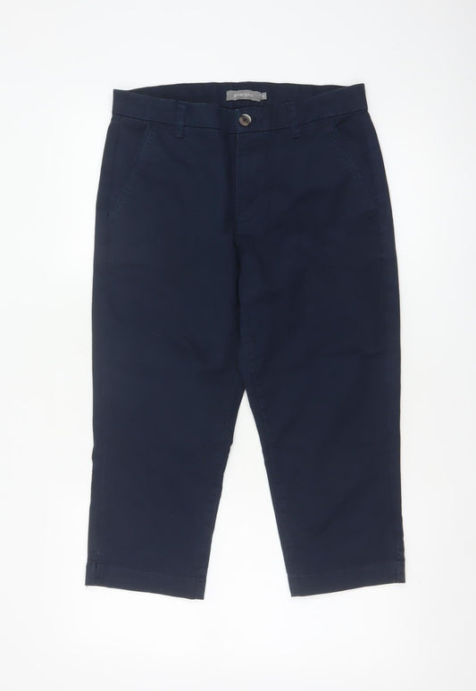 Principles Women Navy Blue Cotton Blend Chino Trousers Size 10