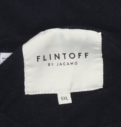Flintoff by Jacamo Men's Black 5XL Wool Crew Neck Jumper