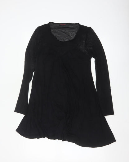 Miss Selfridge Women’s Black A-Line Sheer Long Sleeve Dress Size 10