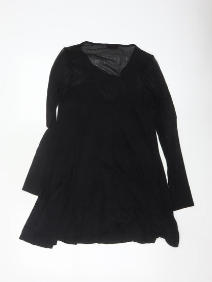 Miss Selfridge Women’s Black A-Line Sheer Long Sleeve Dress Size 10