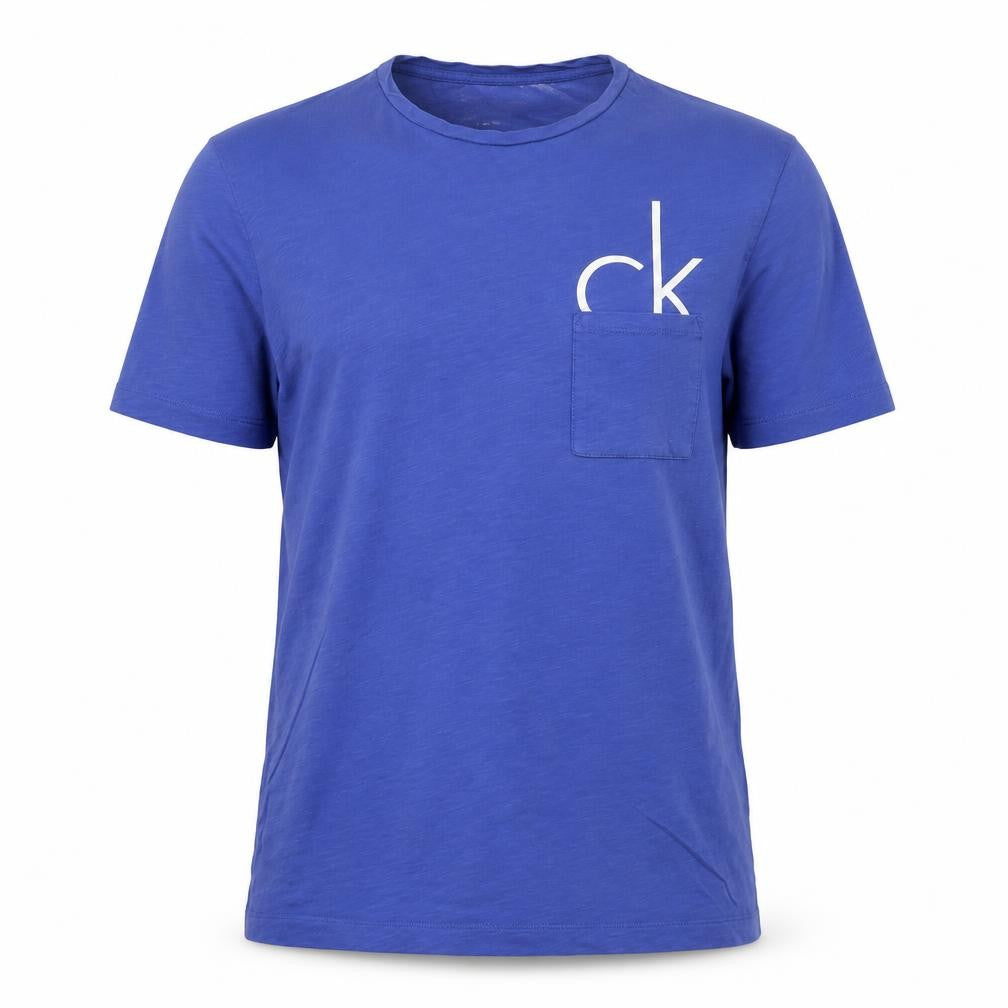 Calvin Klein Women Blue Cotton Logo T-Shirt Size S Short Sleeve