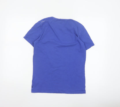 Calvin Klein Women Blue Cotton Logo T-Shirt Size S Short Sleeve