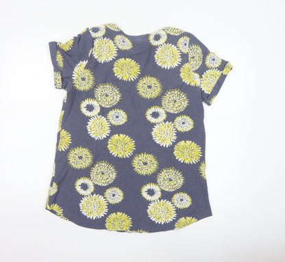 Capri Women’s Blue Floral Cotton Short Sleeve T-Shirt Size 14