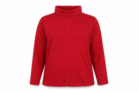 Maine New England Womens Red Roll Neck Cotton Long Sleeve Top Size 16