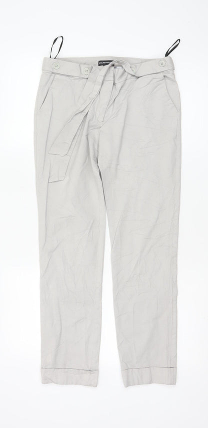 Warehouse Women’s Beige Chino Trousers UK 12 Belted Viscose Blend