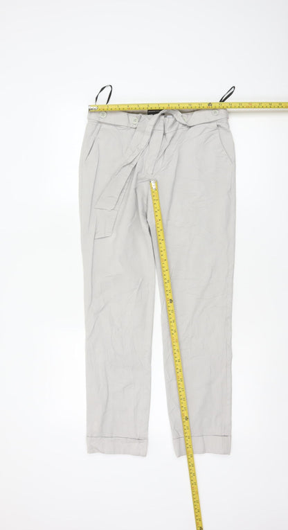 Warehouse Women’s Beige Chino Trousers UK 12 Belted Viscose Blend