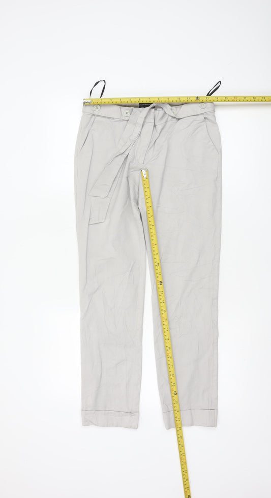 Warehouse Women’s Beige Chino Trousers UK 12 Belted Viscose Blend