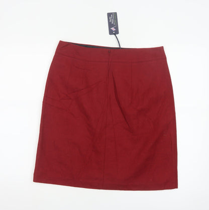 Laura Ashley Women's Red Wool Pencil Skirt UK 12 Knee Length