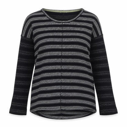 White Stuff Women's Black Striped Long Sleeve Jersey T-Shirt Size 10