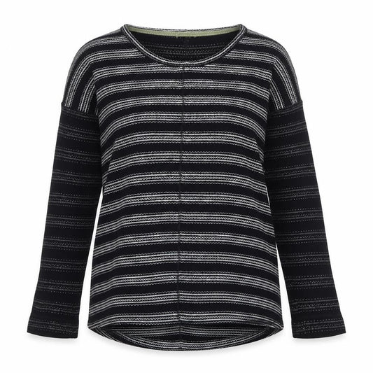 White Stuff Women's Black Striped Long Sleeve Jersey T-Shirt Size 10