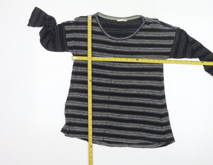 White Stuff Women's Black Striped Long Sleeve Jersey T-Shirt Size 10