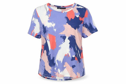 Marks & Spencer Womens Multicoloured Abstract Short Sleeve T-Shirt Size 14