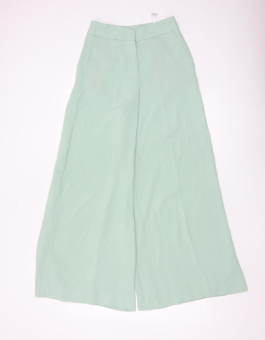 ZARA Women’s Green XS Wide-Leg High Rise Trousers