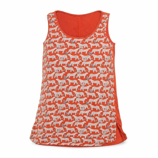 Fat Face Women’s Orange Animal Print Sleeveless Tank Top UK 8 Cotton Blend