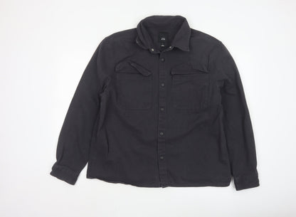 River Island Men's Black Cotton Twill Casual Jacket L