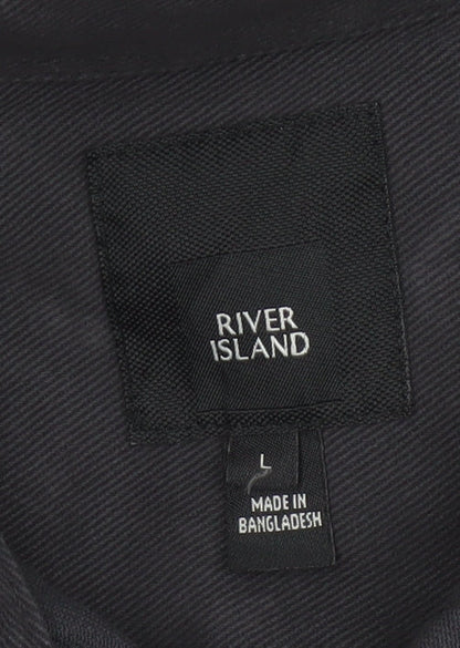River Island Men's Black Cotton Twill Casual Jacket L