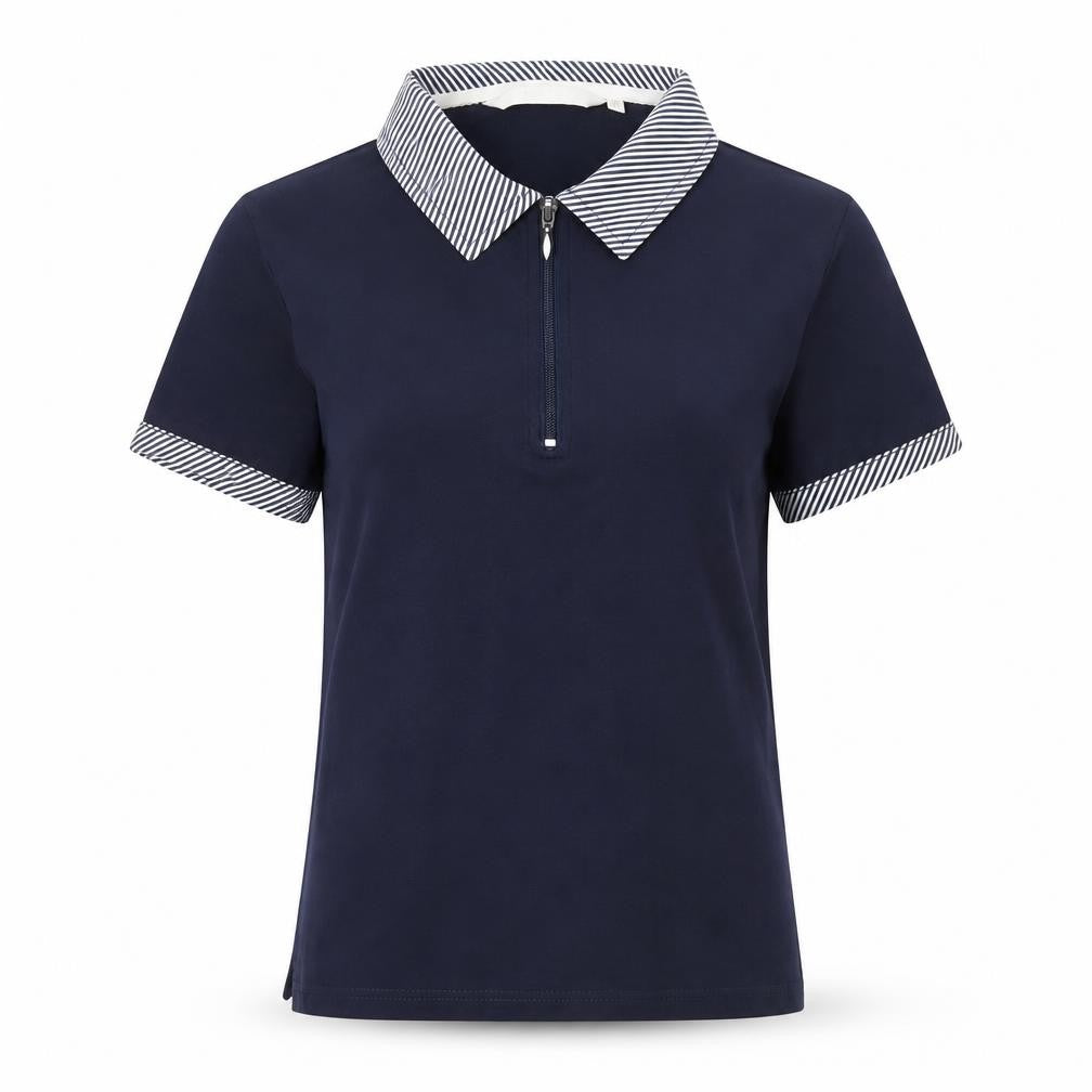EWM Women Blue Short Sleeve Cotton Polo Shirt Size S 10-12