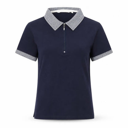 EWM Women Blue Short Sleeve Cotton Polo Shirt Size S 10-12