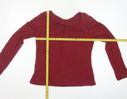 White Stuff Women's Red Long Sleeve Cotton Blend Blouse UK 12