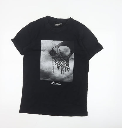 Mister Tee Men's Black Graphic Crew Neck Short Sleeve T-Shirt Size M