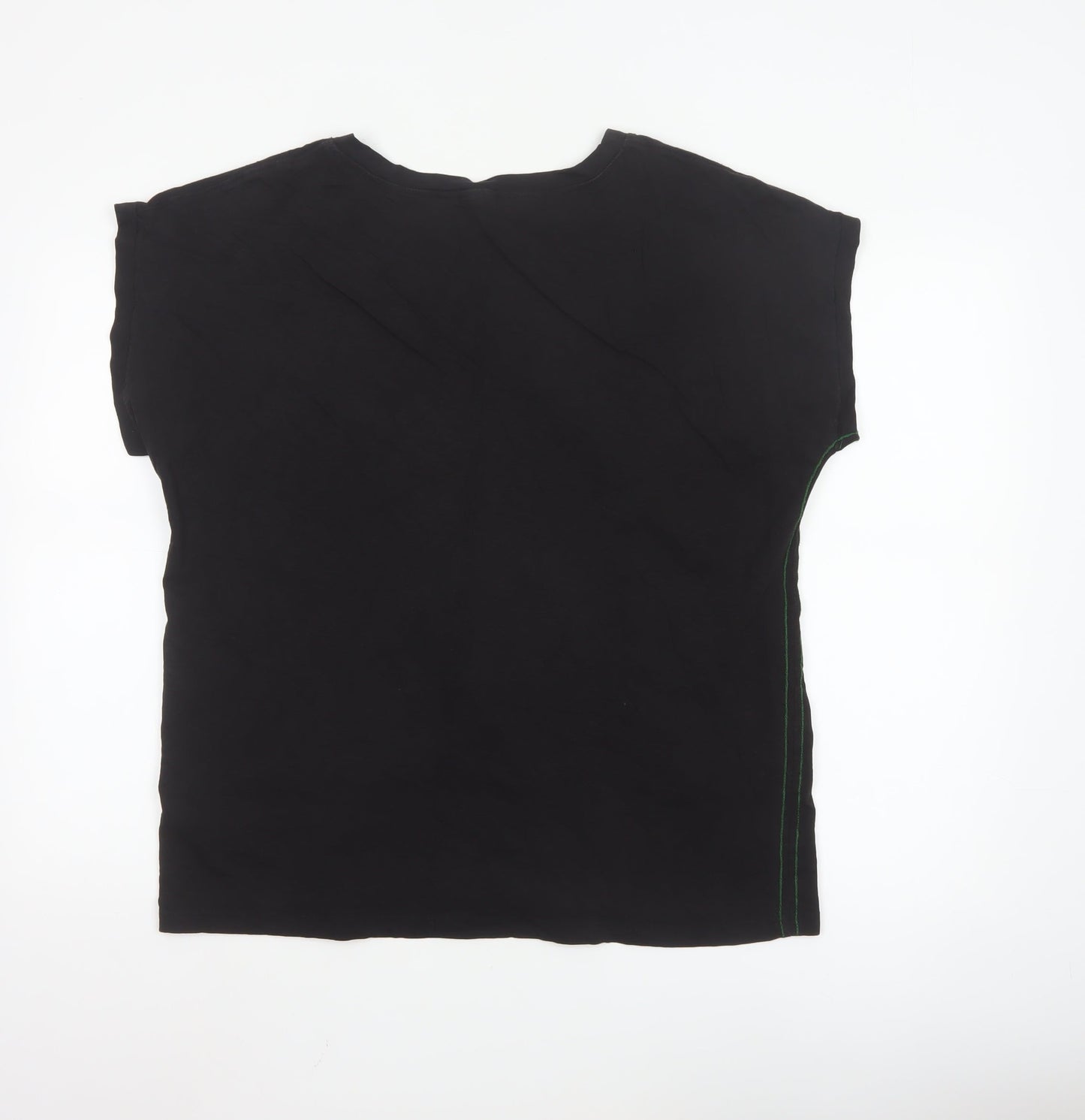 White Stuff Women's Black Size 20 Cotton V-Neck Jersey T-Shirt