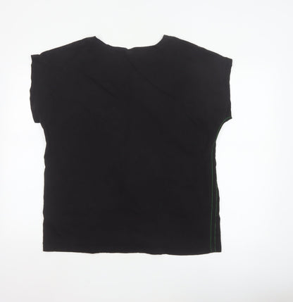 White Stuff Women's Black Size 20 Cotton V-Neck Jersey T-Shirt