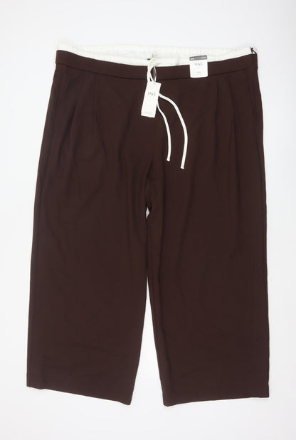 Marks and Spencer Women Brown Cropped Wide-Leg Trousers Size 24