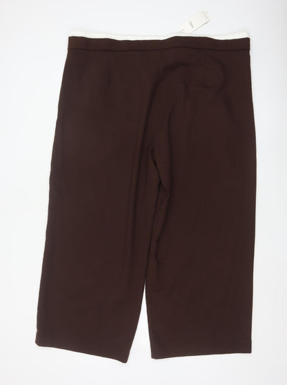 Marks and Spencer Women Brown Cropped Wide-Leg Trousers Size 24