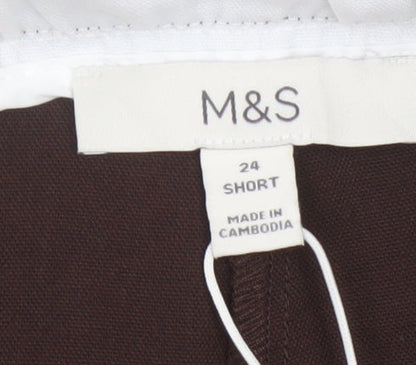 Marks and Spencer Women Brown Cropped Wide-Leg Trousers Size 24