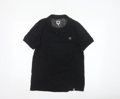 Pretty Green Men's Black Cotton Polo Shirt Size M Regular Fit