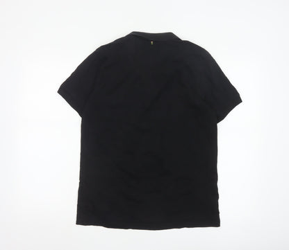 Pretty Green Men's Black Cotton Polo Shirt Size M Regular Fit