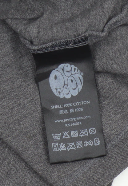 Pretty Green Womens Grey Polo Shirt L Paisley Collar Cotton