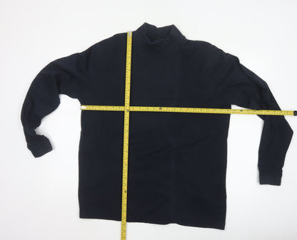 Lands' End Men's Black Long Sleeve Cotton High Neck Top L Regular