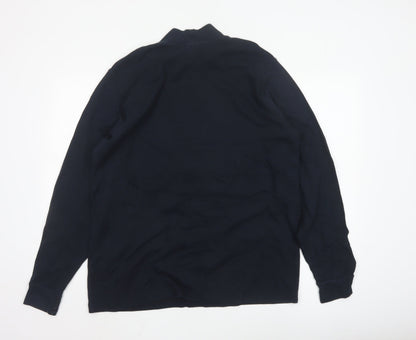Lands' End Men's Black Long Sleeve Cotton High Neck Top L Regular