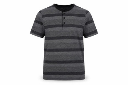 Splash Men Grey Striped Henley Short Sleeve T-Shirt Size L