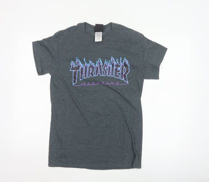 Thrasher Men's Grey Flame Logo Short Sleeve T-Shirt Size S