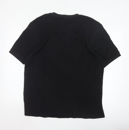 Next Men’s Black Henley Short Sleeve Cotton T-Shirt Size L