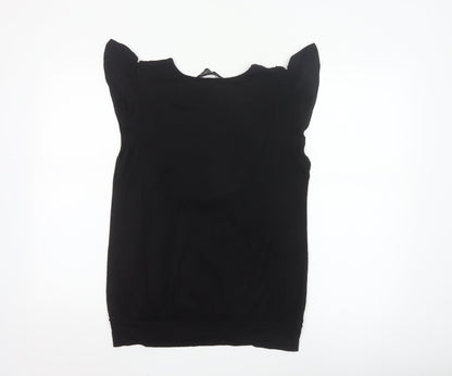 Dorothy Perkins Women Black Size 16 Ruffle Sleeve Viscose Top