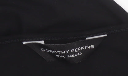 Dorothy Perkins Women Black Size 16 Ruffle Sleeve Viscose Top