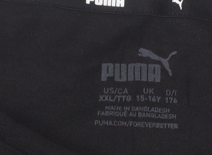 Puma Girls Black Short Sleeve Crew Neck Logo T-Shirt Size 15-16 Years