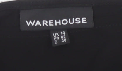 Warehouse Women’s Black 3/4 Sleeve Viscose Blouse UK 14