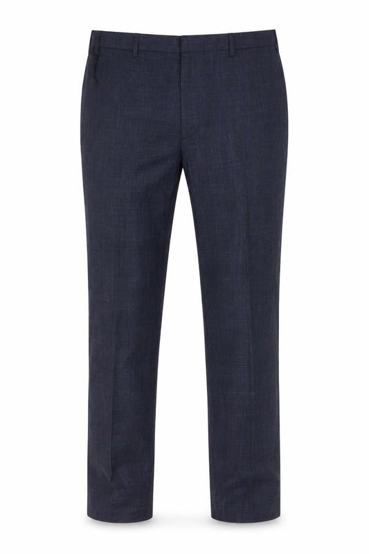 Marks and Spencer Men's Blue Check Regular Fit Trousers 38L