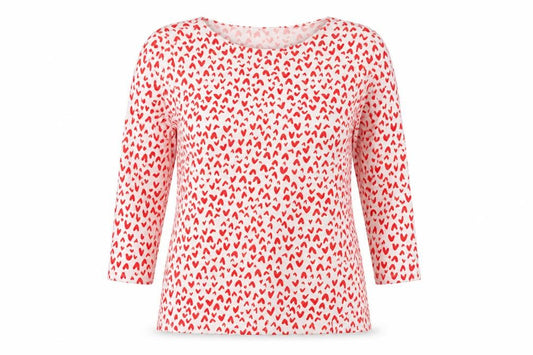 Marks & Spencer Women White Heart Print Long Sleeve T-Shirt Size 10