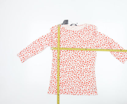 Marks and Spencer Women White Heart Print Long Sleeve T-Shirt Size 10
