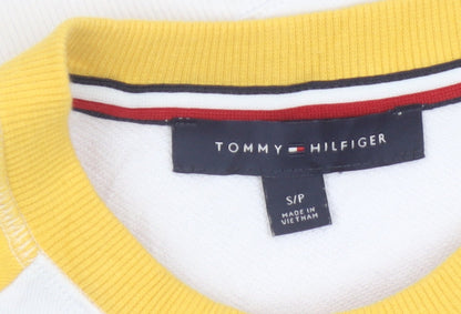 Tommy Hilfiger Women Yellow White Crew Neck Long Sleeve Sweatshirt Size S