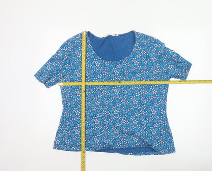Seasalt Cornwall Women’s Blue Floral Organic Cotton T-Shirt UK 20